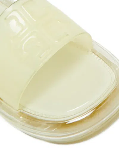 Pre-owned Tory Burch Leccio 37 Rubber Slide Sandals In White