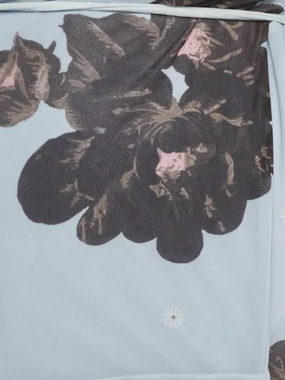 Pre-owned Ganni Floral-print Midi Dress In Blue