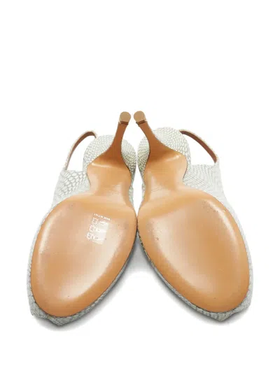 Pre-owned Giuseppe Zanotti Vintage Python-embossed Peep Toe Pumps In Neutral