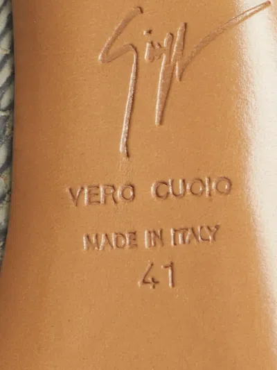 Pre-owned Giuseppe Zanotti Vintage Python-embossed Peep Toe Pumps In Neutral