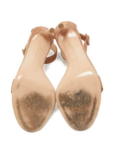 Pre-owned Gianvito Rossi Portofino Buckle Suede Sandals In Neutral