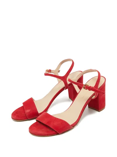 Pre-owned Stuart Weitzman Nudist Ankle-strap Heeled Sandals In Red