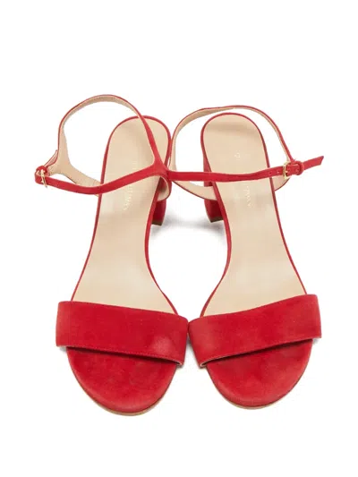 Pre-owned Stuart Weitzman Nudist Ankle-strap Heeled Sandals In Red