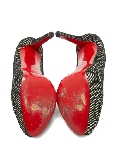 Pre-owned Christian Louboutin Lady Peep Suede Platform Pumps In Black