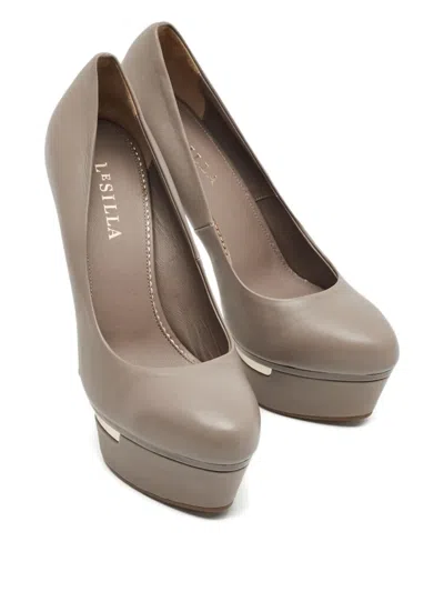 Pre-owned Le Silla Platform Heel Pumps In Gray