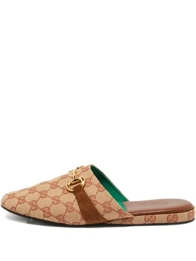Pre-owned Gucci Patterned Mules In Neutral