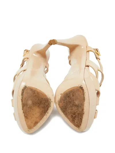 Pre-owned Miu Miu Patent-leather Heeled Sandals In Neutral