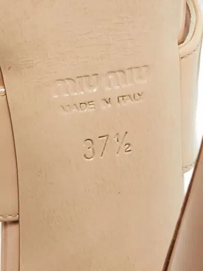 Pre-owned Miu Miu Patent-leather Heeled Sandals In Neutral