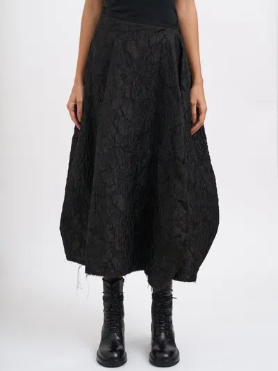 Marc Le Bihan Long Floral Design Skirt In Black