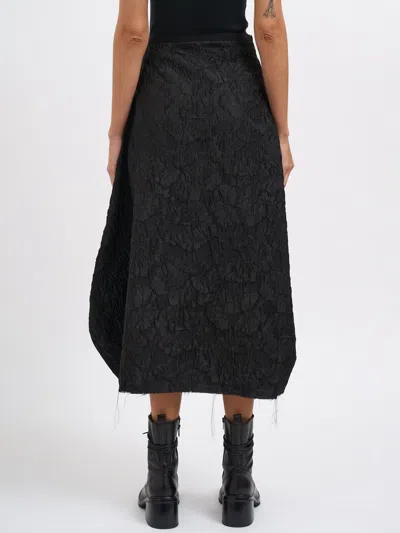 Marc Le Bihan Long Floral Design Skirt In Black