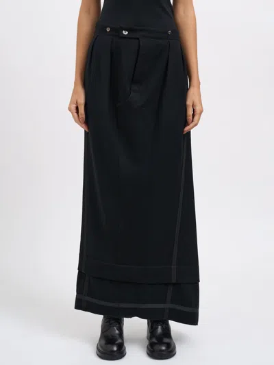 Marc Le Bihan Long Wool Skirt In Black