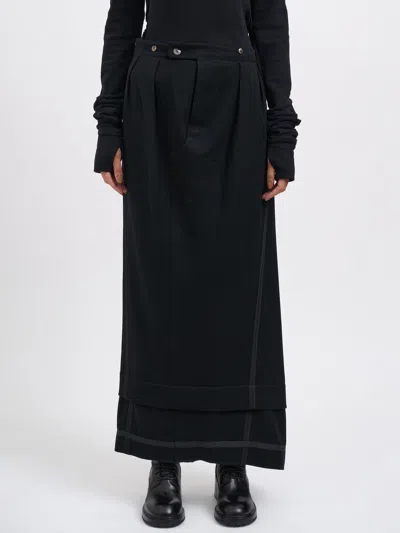 Marc Le Bihan Long Wool Skirt In Black