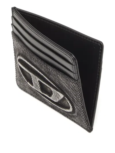 Diesel Logo-embossed Card Case In Black