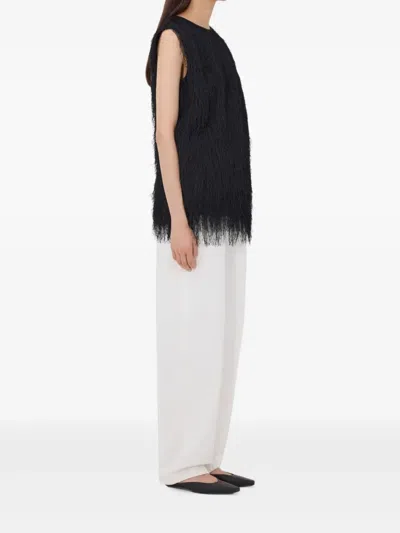 Loulou De Saison Yasmin Fringed Sleeveless Vest In Black