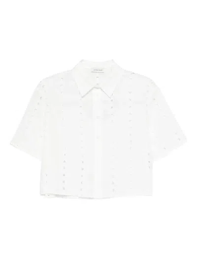 Anine Bing Lincoln Button Eyelet Shirt In White