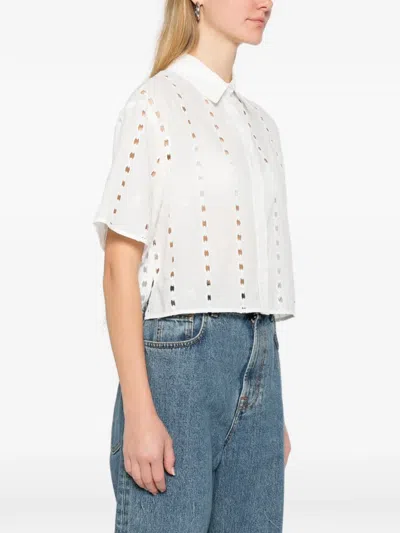 Anine Bing Lincoln Button Eyelet Shirt In White