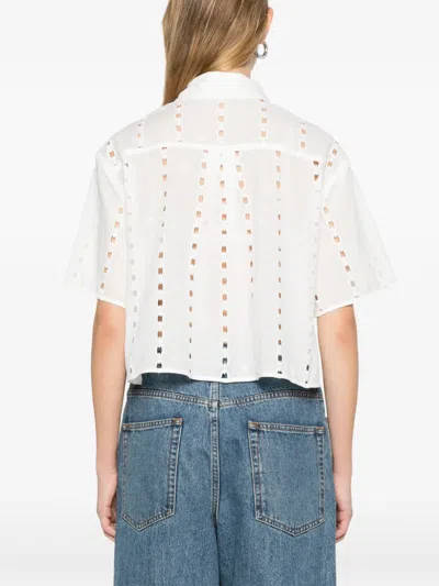 Anine Bing Lincoln Button Eyelet Shirt In White