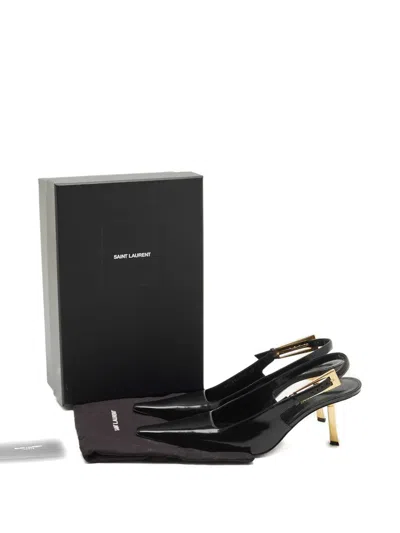 Pre-owned Saint Laurent Leather Slingback Pumps In Black