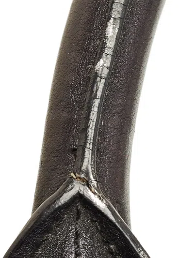 Pre-owned Versace Plisse Leather Satchel In Black