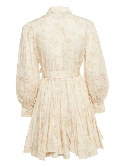 Pre-owned Maje Cotton Floral-print Midi Dress In Pink