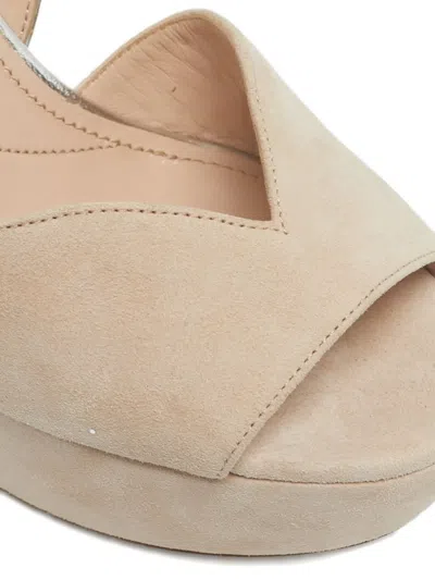 Pre-owned Miu Miu Glitter-detailing Platform Sandals In Neutral