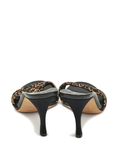 Pre-owned Gucci Gg-detail Open-toe Sandals In Black