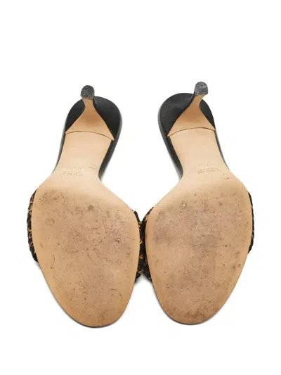 Pre-owned Gucci Gg-detail Open-toe Sandals In Black