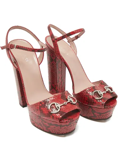 Pre-owned Gucci Horsebit-detail Heeled Sandals In Red