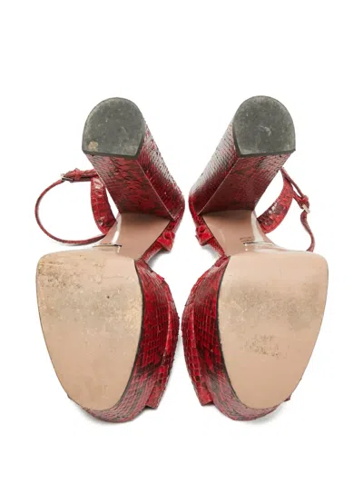 Pre-owned Gucci Horsebit-detail Heeled Sandals In Red