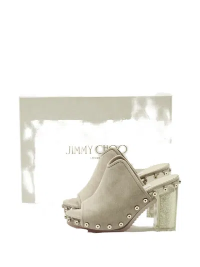 Pre-owned Jimmy Choo Suede Heeled Sandals In Gray
