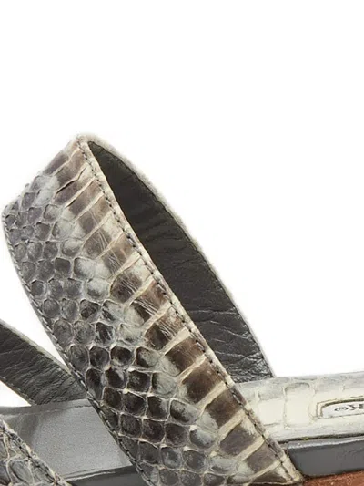 Pre-owned Manolo Blahnik Susa Flat Sandals In Gray