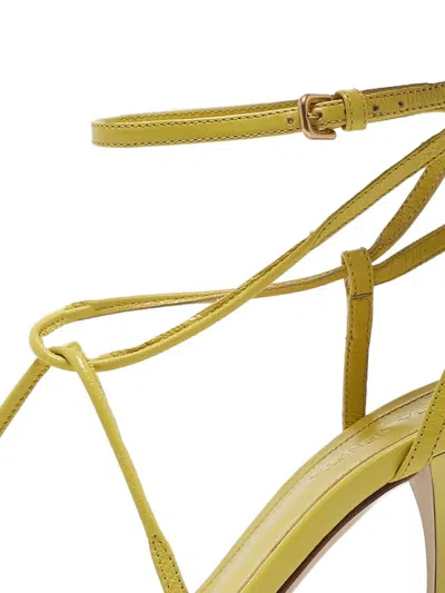 Pre-owned Bottega Veneta 95mm Leather Sandals In Yellow