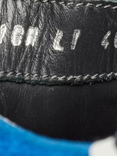 Pre-owned Dior Bo2 Leather Lace-up Sneakers In Blue