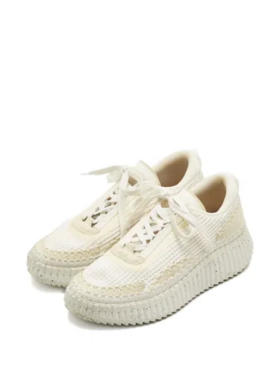 Pre-owned Chloé Nama Knitted Platform Sneakers In Neutral