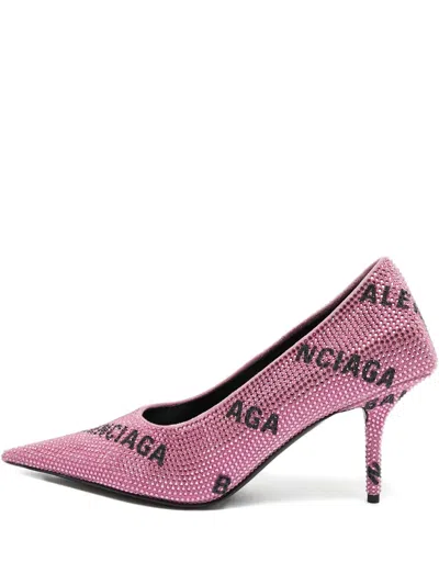 Pre-owned Balenciaga Knife Crystal Pumps In Pink