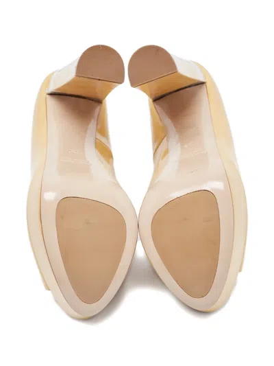 Pre-owned Miu Miu 135mm Leather Heeled Pumps In Neutral