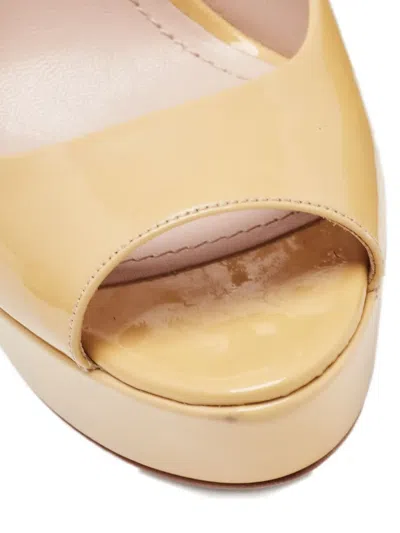 Pre-owned Miu Miu 135mm Leather Heeled Pumps In Neutral