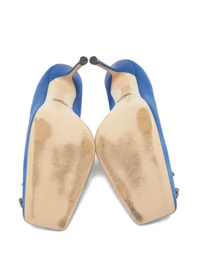 Pre-owned Gucci Embellishment Satin Pumps In Blue