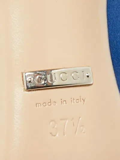 Pre-owned Gucci Embellishment Satin Pumps In Blue