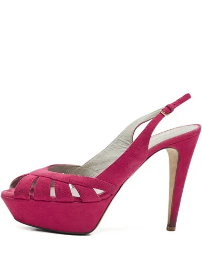 Pre-owned Sergio Rossi Vintage Platform Slingback Pumps In Pink