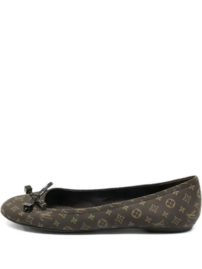 Pre-owned Louis Vuitton Debbie Monogram Bow-detail Ballet Flats In Brown