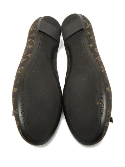 Pre-owned Louis Vuitton Debbie Monogram Bow-detail Ballet Flats In Brown