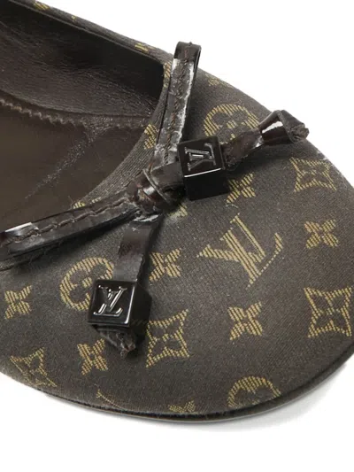 Pre-owned Louis Vuitton Debbie Monogram Bow-detail Ballet Flats In Brown