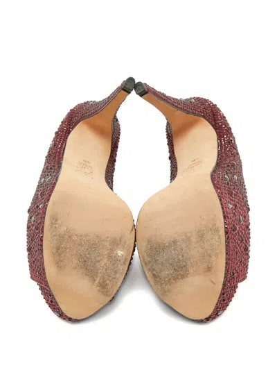 Pre-owned Gina Crystal Sandals In Red