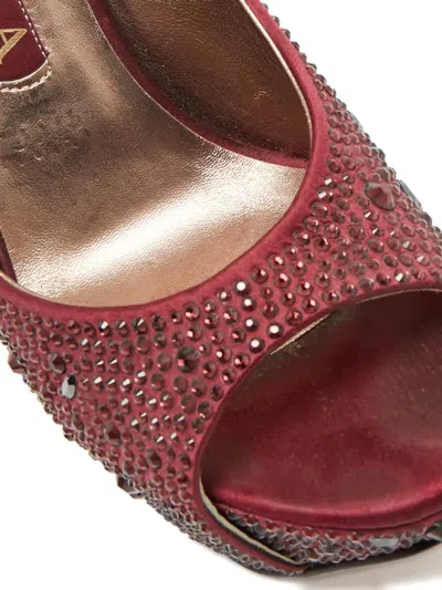 Pre-owned Gina Crystal Sandals In Red