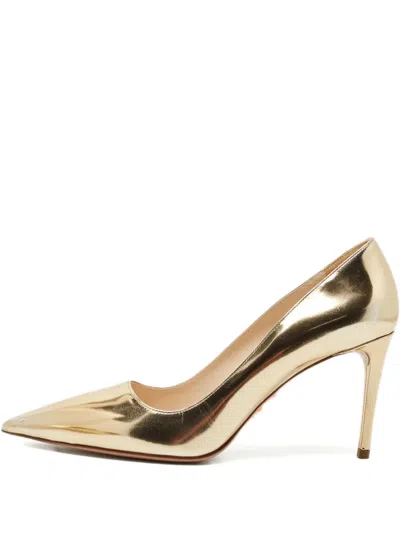Pre-owned Prada Leather Pointed Pumps In Gold