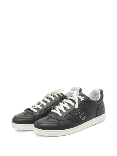 Pre-owned Dior Round-toe Leather Sneakers In Black