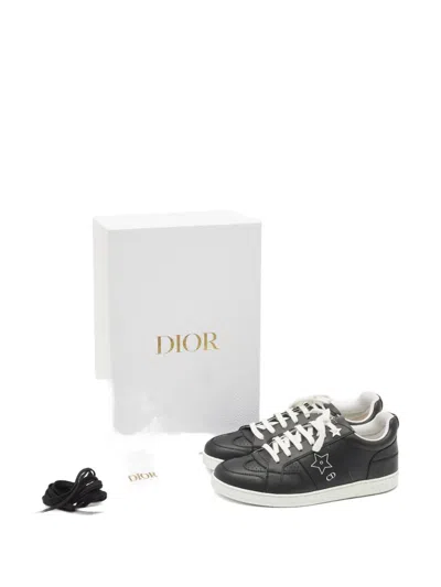 Pre-owned Dior Round-toe Leather Sneakers In Black