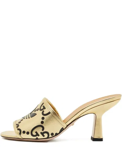Pre-owned Gucci X Adidas Leather Heeled Mules In Gold