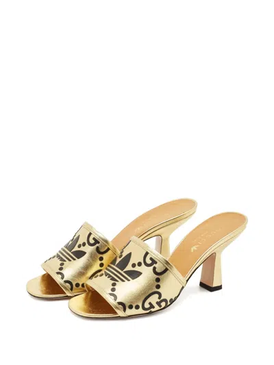 Pre-owned Gucci X Adidas Leather Heeled Mules In Gold